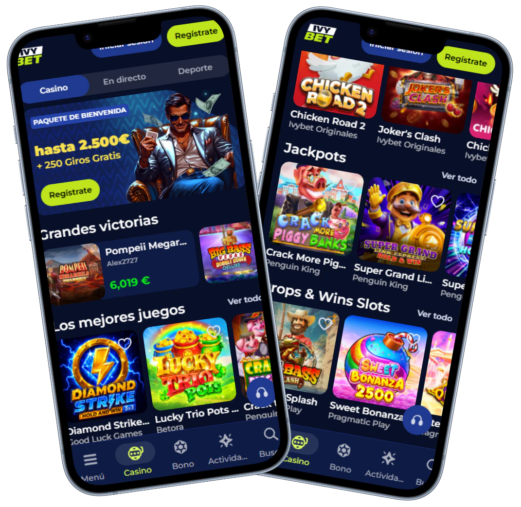 Ivybet Casino versión móvil con juegos y bono de bienvenida